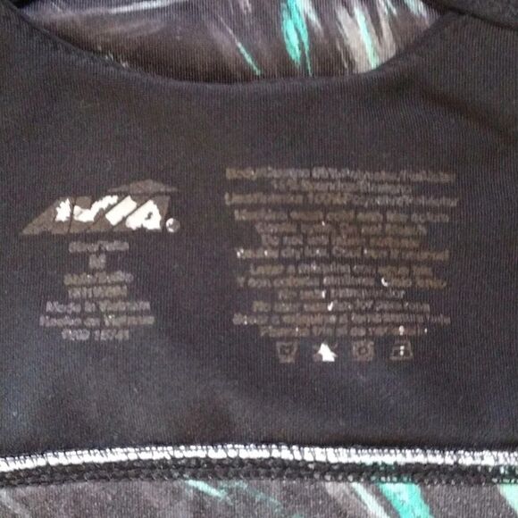 AVIA Black Green Design Print Sports Bra And Capri Leggings Set Medium - Picture 12 of 13